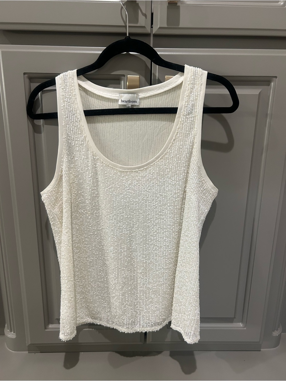 Heartloom Ivory Beaded Scoop Tank